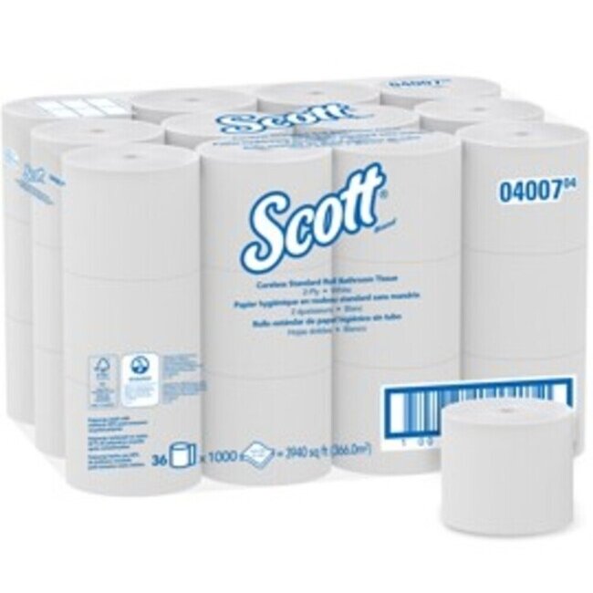 Papier hygiénique sans noyau Scott 04007, 2 plis, 36 x 1000 /caisse