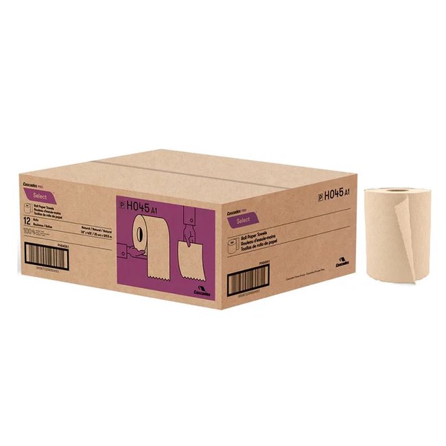 H045 SELECT Brown Roll Paper Towels, 12 x 425'