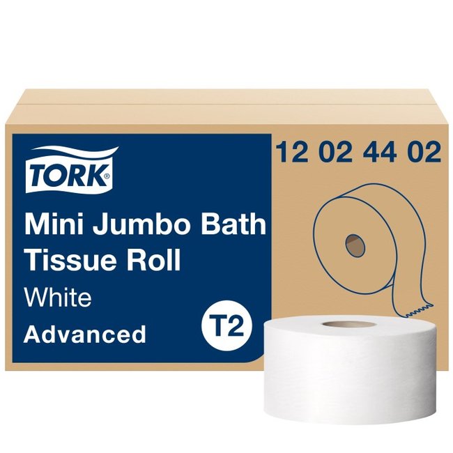 Rouleaux Papier hygiénique Tork® Advanced Mini Jumbo, 2 épaisseurs, 12 rlx/cs