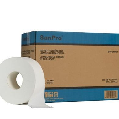 Papier hygienique Jumbo ultra-doux 2 pli SanPro® cs/8rlx x 900'