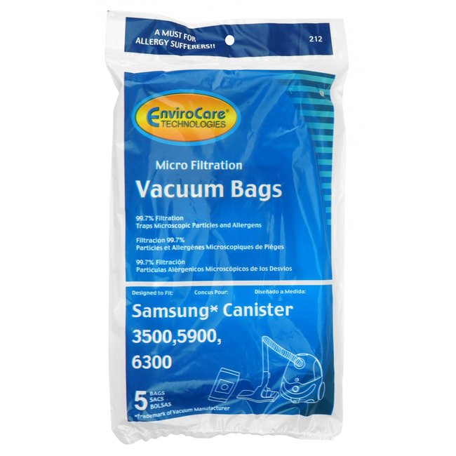 Microfilter Bag, Samsung Canister Vacuum Models 3500, 5900 and 6300 (5 bags)