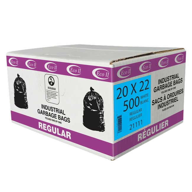 ECO II GARBAGE BAG / 20X22 / WHITE / 500CS / 0.65 MIL THICKNESS