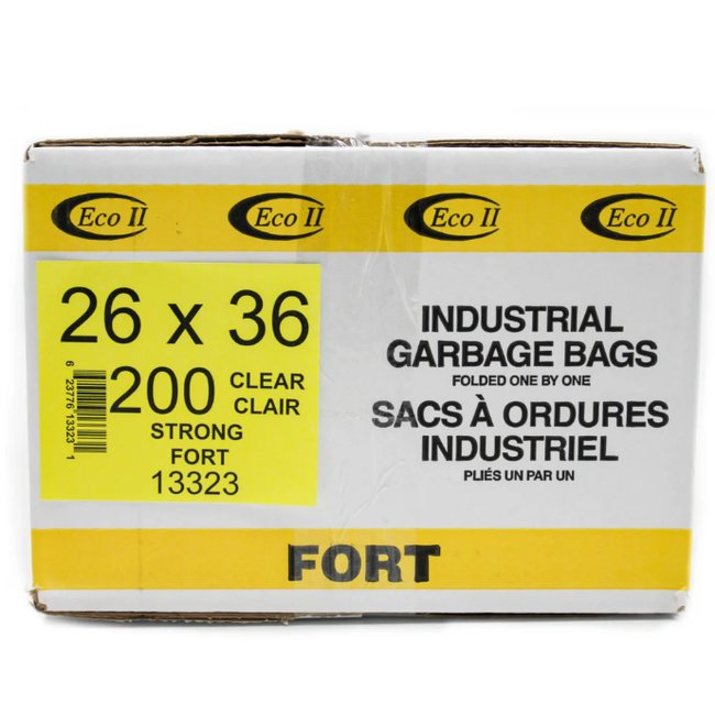 ECO II GARBAGE BAG / 26X36 / CLEAR / 200CS / 0.90 MIL THICKNESS