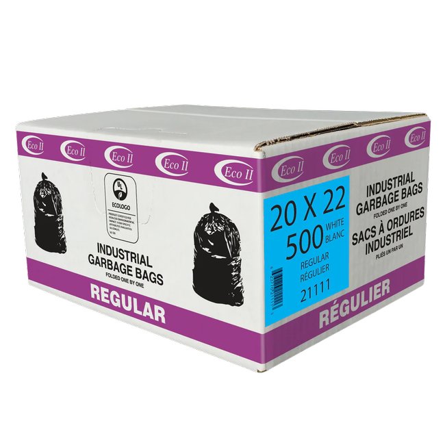 ECO II GARBAGE BAG / 20X22 / WHITE / 500CS / 0.65 MIL THICKNESS