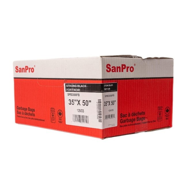 SANPRO GARBAGE BAG / 35X50 / BLACK / 125CS / 0.90 MIL THICKNESS