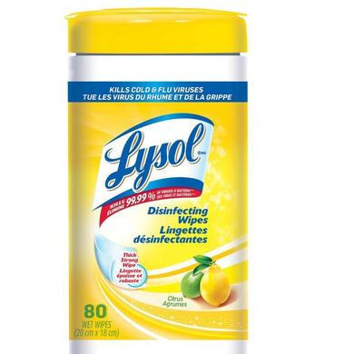 Lingettes désinfectantes LYSOL 80 Feuilles - Élimine 99,99% Virus et Bactéries