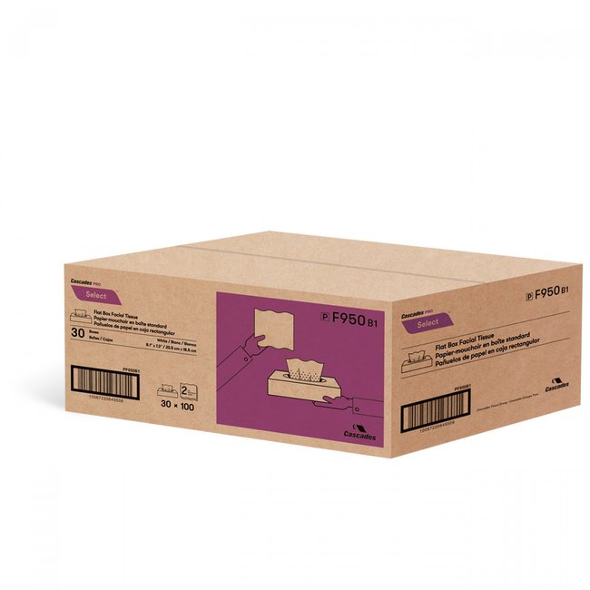 Facial tissue in standard box, 30 boxes F950