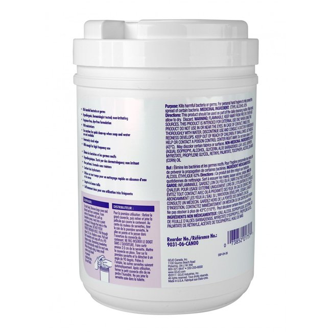 Lingettes désinfectantes pour les mains - Purell - alcool éthylique 62% - non parfumé - 175 lingettes par distributeur - Produits à utiliser contre le coronavirus (COVID-19)